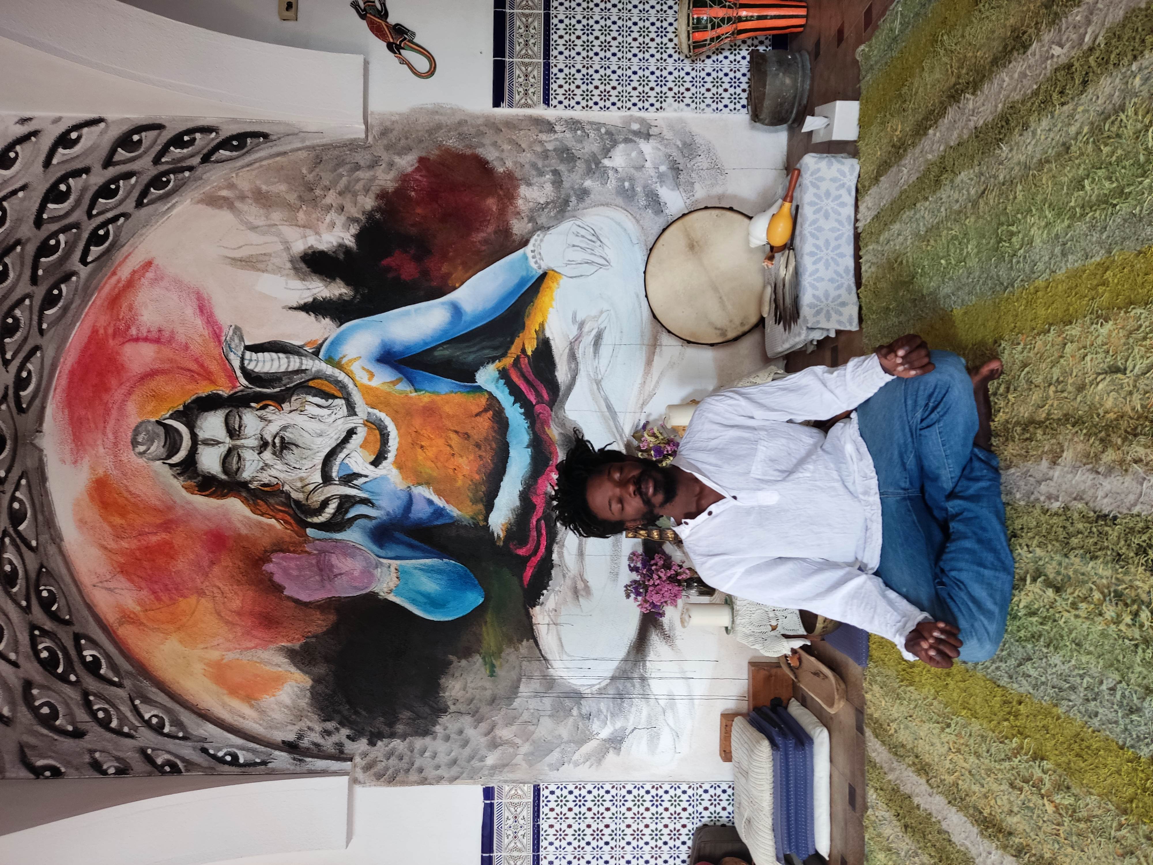 Sitting in meditation, returning to the breath